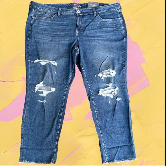 Torrid Medium Wash Eco Vintage Stretch Crop Boyfriend Jeans Size 22 NWT - Picture 5 of 14